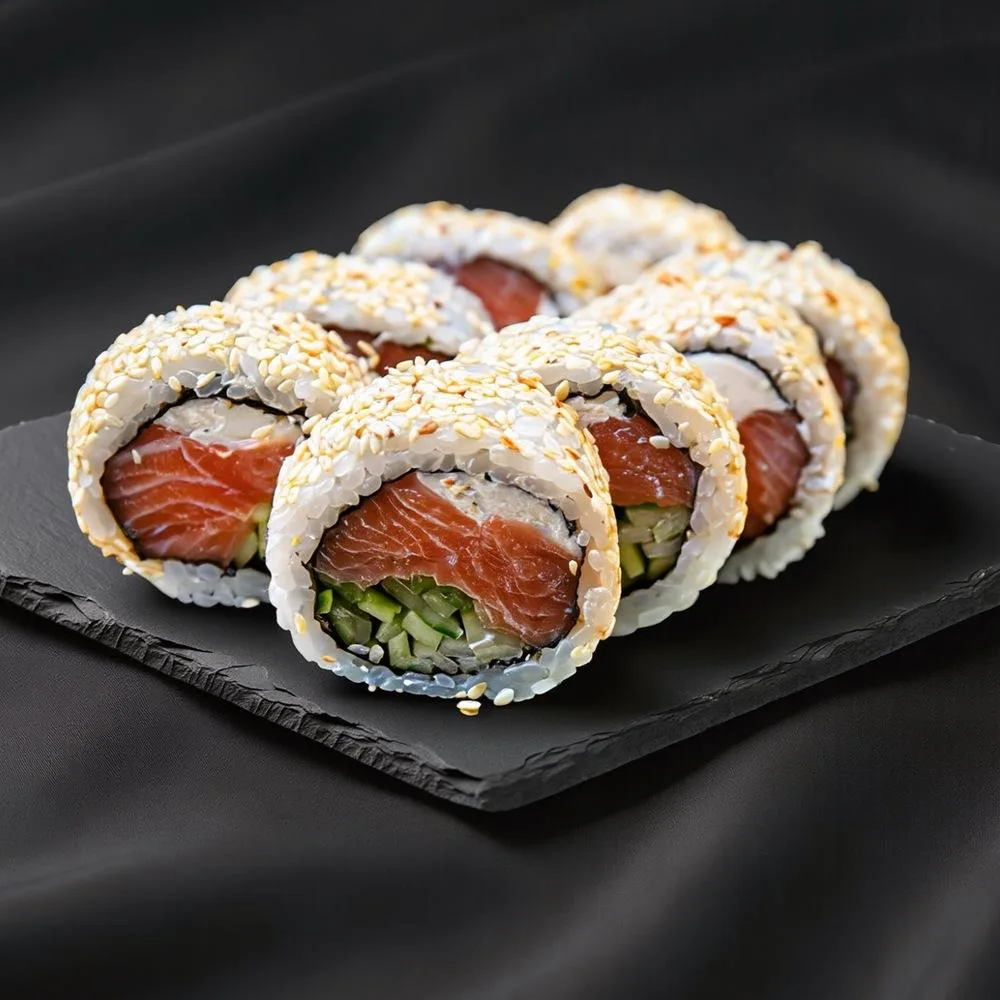Kalifornia w sezamie z łososiem sushi Zlota Sakura Warszawa
