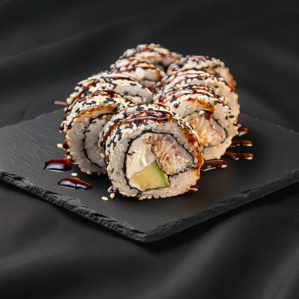 Kalifornia w sezamie z węgorzem sushi Zlota Sakura Warszawa